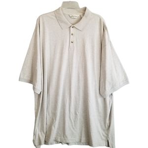 Eddie Bauer Polo Shirt‎ Men's Size 3XL Short Sleeve Solid Tan Casual Cotton